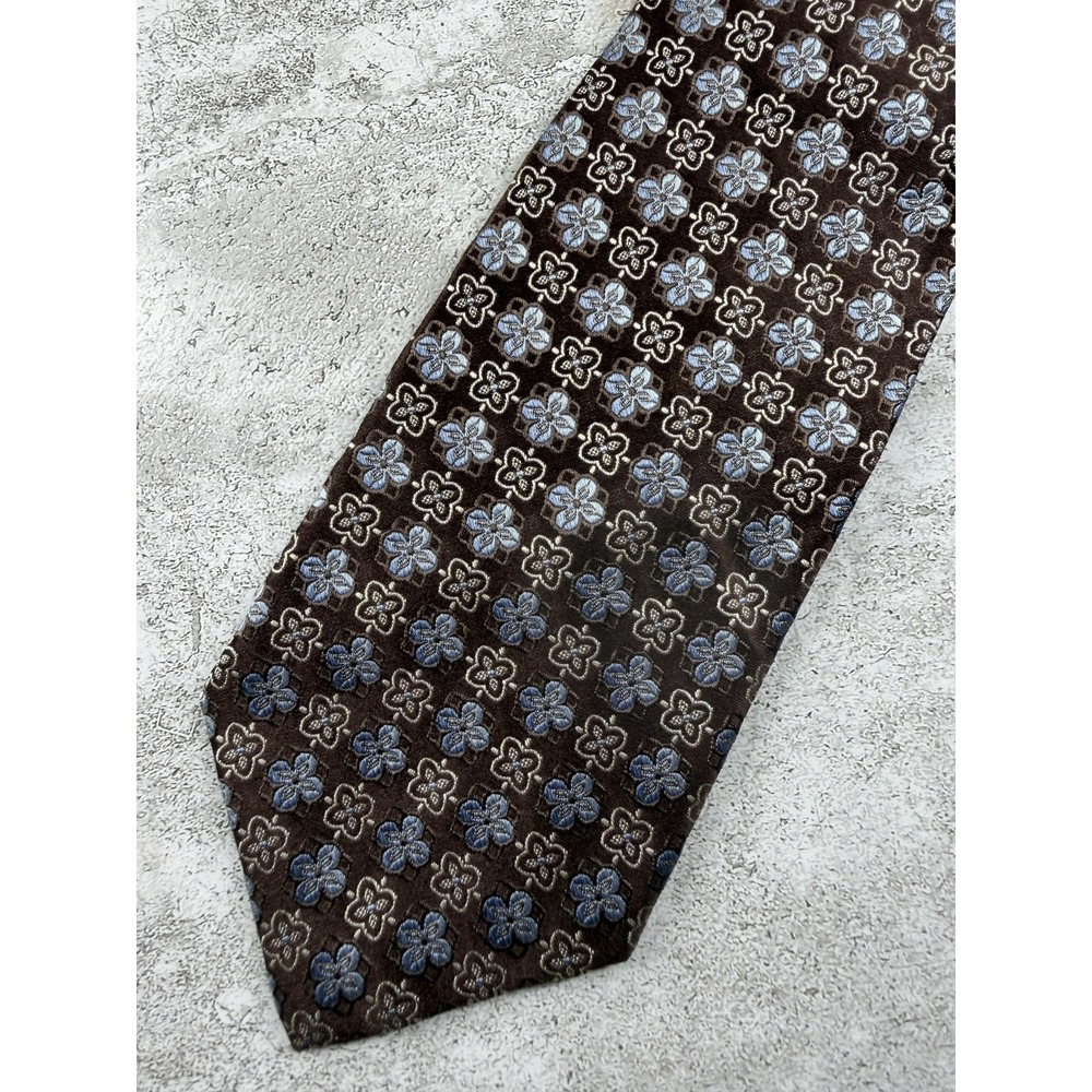 Joseph & Lyman 100% Silk Tie Mens One Size Brown Floral Jacquard Pointed